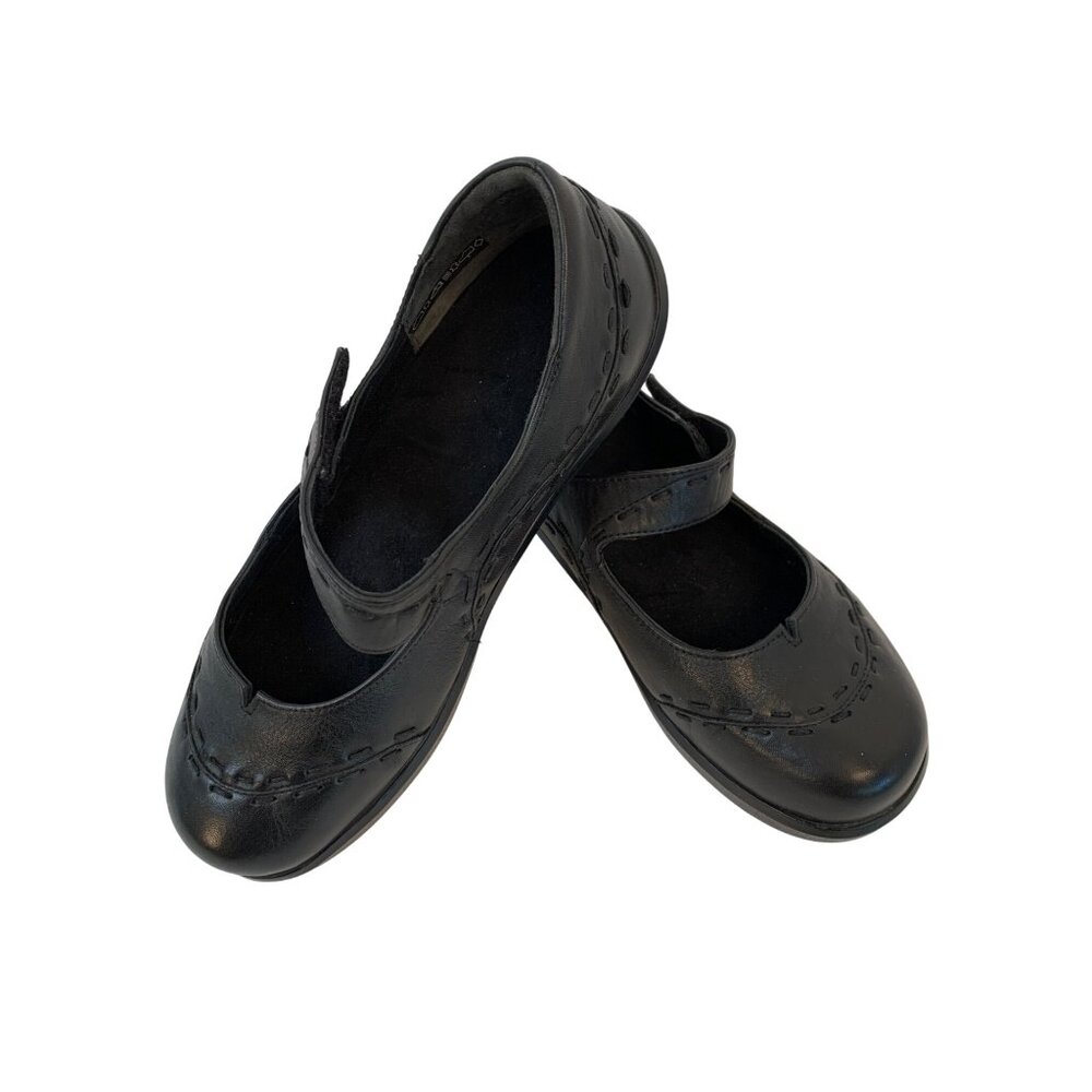 Rare Ziera Black Leather Mary Jane Shoes EU 38 US 7.5 XWide Gummibear flats